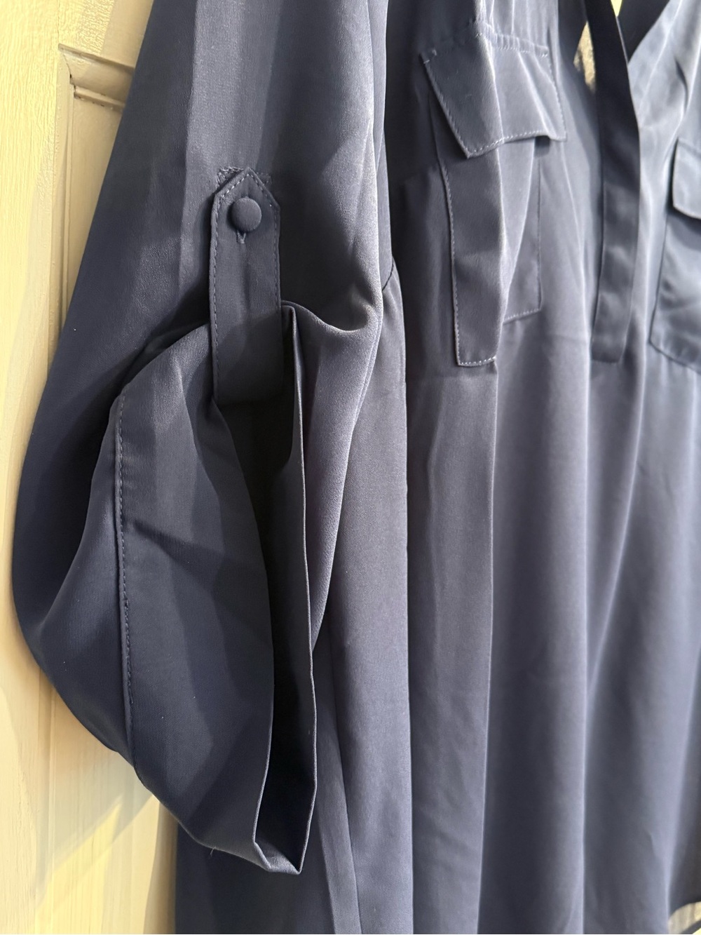 Torrid Navy Harper Split-Neck blouse - Picture 4 of 5